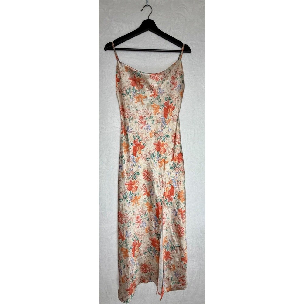 Vtg Y2K paper heart Fairycore Floral Slip Dress Maxi Whimsigoth Boho Cottage XS